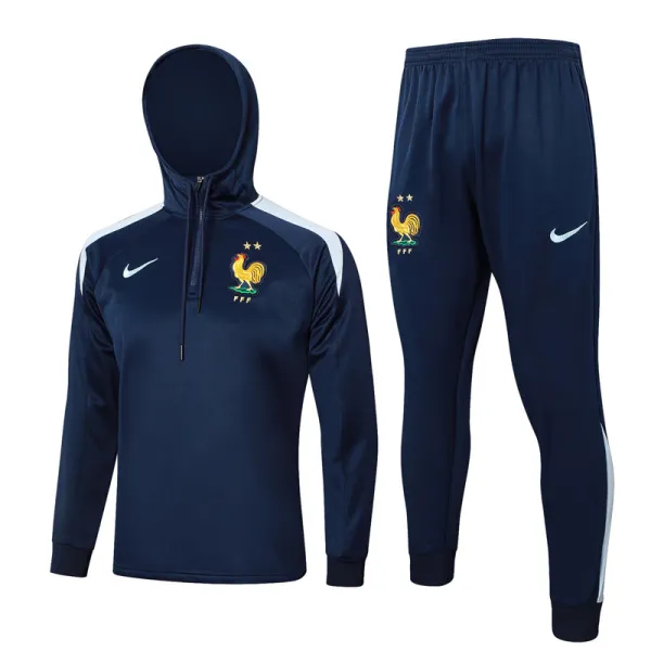 2024-25 France Royal blue Hoodie Half Pull Tracksuit #F591半拉连帽