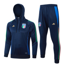 2024-25 Italy Royal blue Hoodie Half Pull Tracksuit #F597半拉连帽