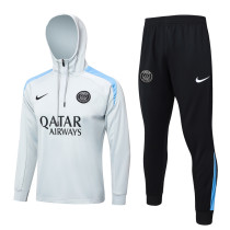 2024-25 PSG Light gray Hoodie Half Pull Tracksuit #F585半拉连帽