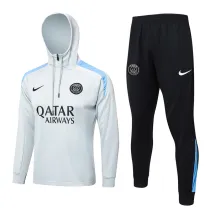 2024-25 PSG Light gray Hoodie Half Pull Tracksuit #F585半拉连帽