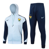 2024-25 France Light blue Hoodie Jacket Tracksuit #F587