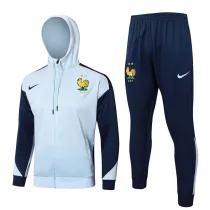 2024-25 France Light blue Hoodie Jacket Tracksuit #F587