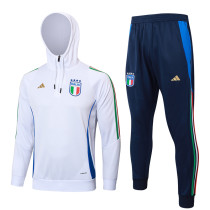 2024-25 Italy White Hoodie Half Pull Tracksuit #F596半拉连帽