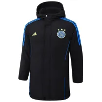 2024-25 Ajax Black Hooded Windbreaker Fabric Cotton Coat #G190