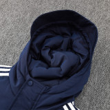 2024-25 RMA Royal Blue Hooded Windbreaker Fabric Cotton Coat #G210(金标)