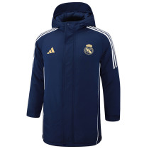2024-25 RMA Royal Blue Hooded Windbreaker Fabric Cotton Coat #G210(金标)