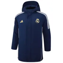 2024-25 RMA Royal Blue Hooded Windbreaker Fabric Cotton Coat #G210(金标)