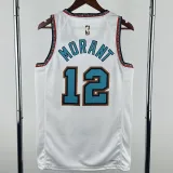 2024-25 Grizzlies MORANT #12 White Retro Top Quality Hot Pressing NBA Jersey
