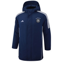 2024-25 Germany Royal Blue Hooded Windbreaker Fabric Cotton Coat #G203