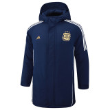 2024-25 Argentina Royal Blue Hooded Windbreaker Fabric Cotton Coat #G185(金标)
