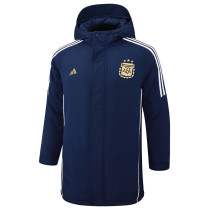 2024-25 Argentina Royal Blue Hooded Windbreaker Fabric Cotton Coat #G185(金标)