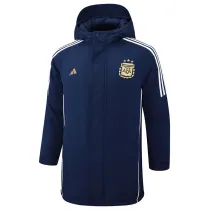 2024-25 Argentina Royal Blue Hooded Windbreaker Fabric Cotton Coat #G185(金标)