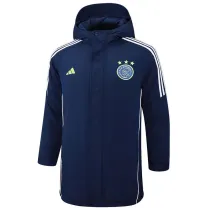 2024-25 Ajax Royal Blue Hooded Windbreaker Fabric Cotton Coat #G189