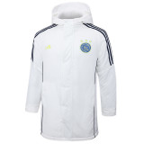 2024-25 Ajax White Hooded Windbreaker Fabric Cotton Coat #G188