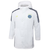 2024-25 Ajax White Hooded Windbreaker Fabric Cotton Coat #G188