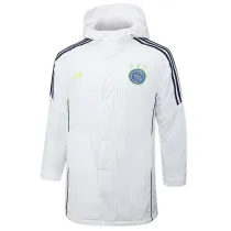 2024-25 Ajax White Hooded Windbreaker Fabric Cotton Coat #G188