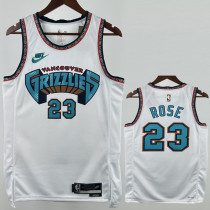 2024-25 Grizzlies ROSE #23 White Retro Top Quality Hot Pressing NBA Jersey