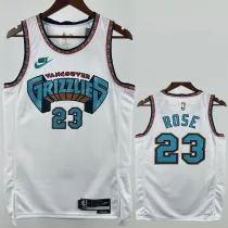 2024-25 Grizzlies ROSE #23 White Retro Top Quality Hot Pressing NBA Jersey