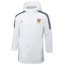 2024-25 Argentina White Hooded Windbreaker Fabric Cotton Coat #G183(金标)