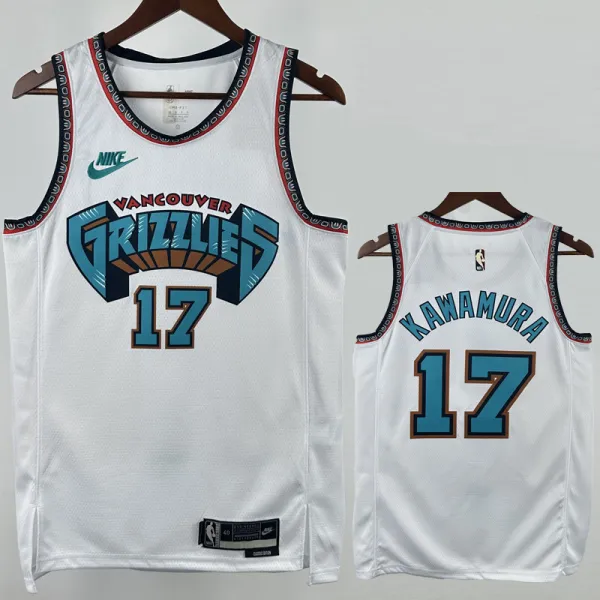 2024-25 Grizzlies KAWAMURA #17 White Retro Top Quality Hot Pressing NBA Jersey