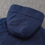2024-25 Argentina Royal Blue Hooded Windbreaker Fabric Cotton Coat #G185(金标)