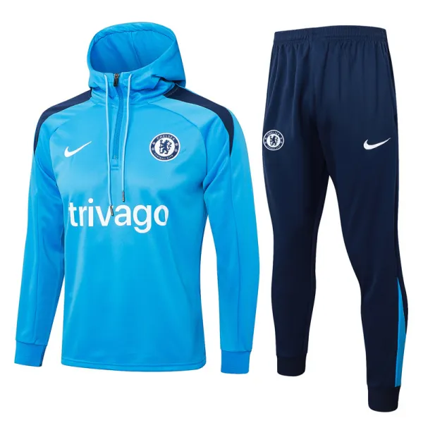 2024-25 CHE Lake blue Hoodie Half Pull Tracksuit #F606半拉连帽