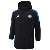 2024-25 Bayern Black Hooded Windbreaker Fabric Cotton Coat #G209