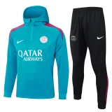 2024-25 PSG Lake blue Hoodie Half Pull Tracksuit #F599半拉连帽