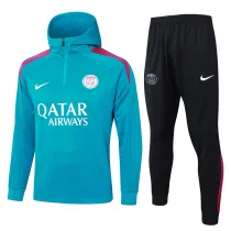 2024-25 PSG Lake blue Hoodie Half Pull Tracksuit #F599半拉连帽