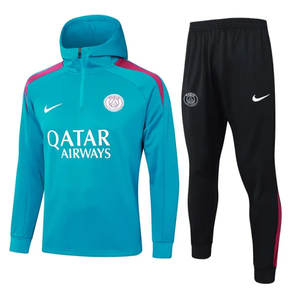 2024-25 PSG Lake blue Hoodie Half Pull Tracksuit #F599半拉连帽