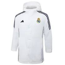 2024-25 RMA White Hooded Windbreaker Fabric Cotton Coat #G209(彩标)