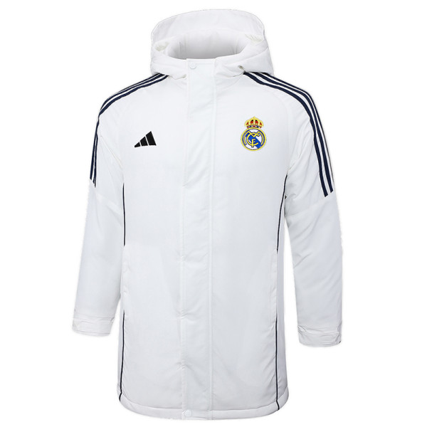 2024-25 RMA White Hooded Windbreaker Fabric Cotton Coat #G209(彩标)