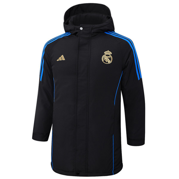 2024-25 RMA Black Hooded Windbreaker Fabric Cotton Coat #G212