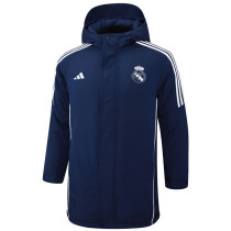 2024-25 RMA Royal Blue Hooded Windbreaker Fabric Cotton Coat #G211(白标)