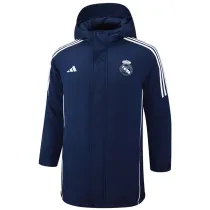 2024-25 RMA Royal Blue Hooded Windbreaker Fabric Cotton Coat #G211(白标)