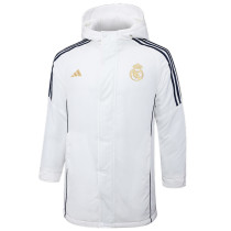 2024-25 RMA White Hooded Windbreaker Fabric Cotton Coat #G208(金标)