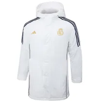 2024-25 RMA White Hooded Windbreaker Fabric Cotton Coat #G208(金标)