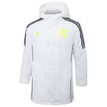 2024-25 Flamengo White Hooded Windbreaker Fabric Cotton Coat #G204(黄标)