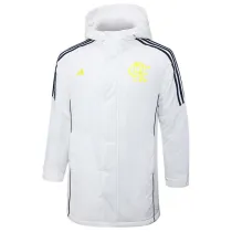 2024-25 Flamengo White Hooded Windbreaker Fabric Cotton Coat #G204(黄标)