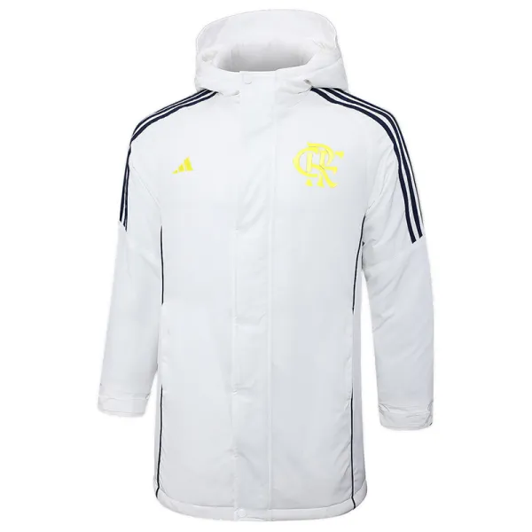 2024-25 Flamengo White Hooded Windbreaker Fabric Cotton Coat #G204(黄标)