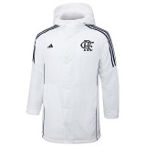 2024-25 Flamengo White Hooded Windbreaker Fabric Cotton Coat #G205(黑标)