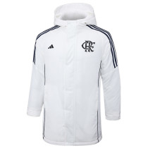 2024-25 Flamengo White Hooded Windbreaker Fabric Cotton Coat #G205(黑标)