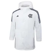 2024-25 Flamengo White Hooded Windbreaker Fabric Cotton Coat #G205(黑标)