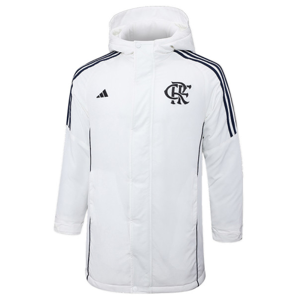 2024-25 Flamengo White Hooded Windbreaker Fabric Cotton Coat #G205(黑标)