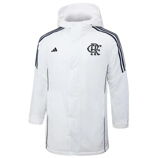 2024-25 Flamengo White Hooded Windbreaker Fabric Cotton Coat #G205(黑标)