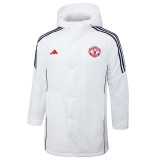 2024-25 Man Utd White Hooded Windbreaker Fabric Cotton Coat #G219