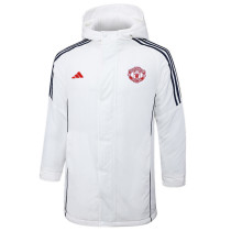 2024-25 Man Utd White Hooded Windbreaker Fabric Cotton Coat #G219