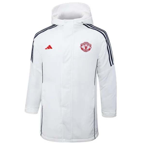 2024-25 Man Utd White Hooded Windbreaker Fabric Cotton Coat #G219