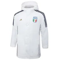 2024-25 Italy White Hooded Windbreaker Fabric Cotton Coat #G222