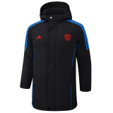2024-25  Man Utd Black Hooded Windbreaker Fabric Cotton Coat #G221